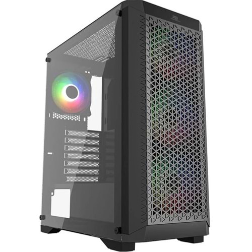 PowerBoost PB-PS5847B 600W ATX USB 3.0 Rainbow Fanlı Mesh Gaming Siyah Kasa 