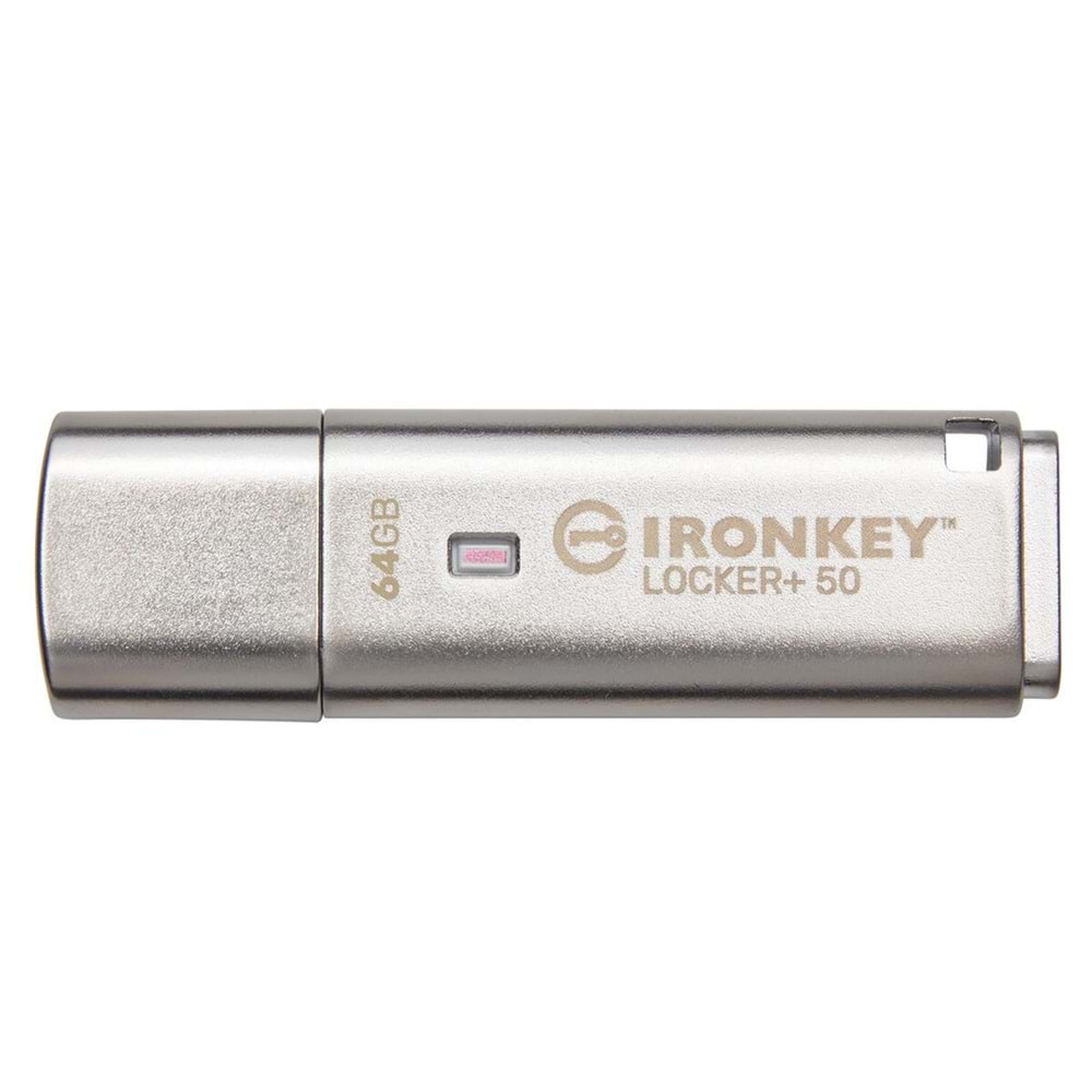 Kingston IKLP50-64GB 64GB IronKey Locker Plus 50 AES-256 FIPS 197 USBtoCloud Flash Bellek