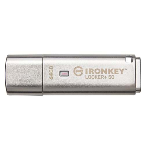 Kingston IKLP50-64GB 64GB IronKey Locker Plus 50 AES-256 FIPS 197 USBtoCloud Flash Bellek