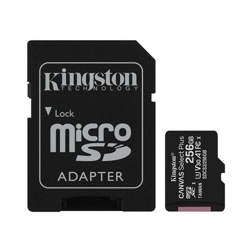 Kingston SDCS2-256GB 256GB micSDXC Canvas Select Plus 100R A1 C10 Card + ADP Hafıza Kartı 