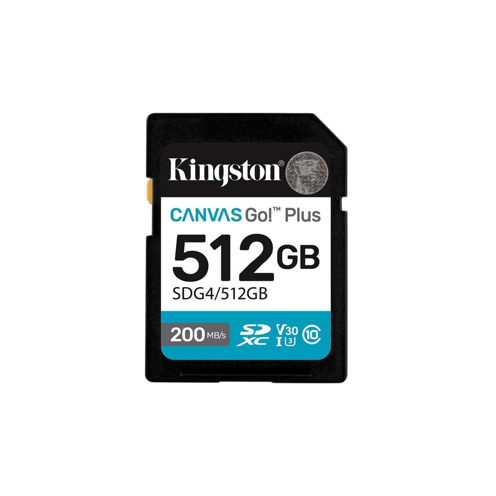 Kingston SDG4-512GB 512GB SDXC Canvas Go Plus Gen4 200MB-s C10 UHS-I U3 V30 Hafıza Kartı