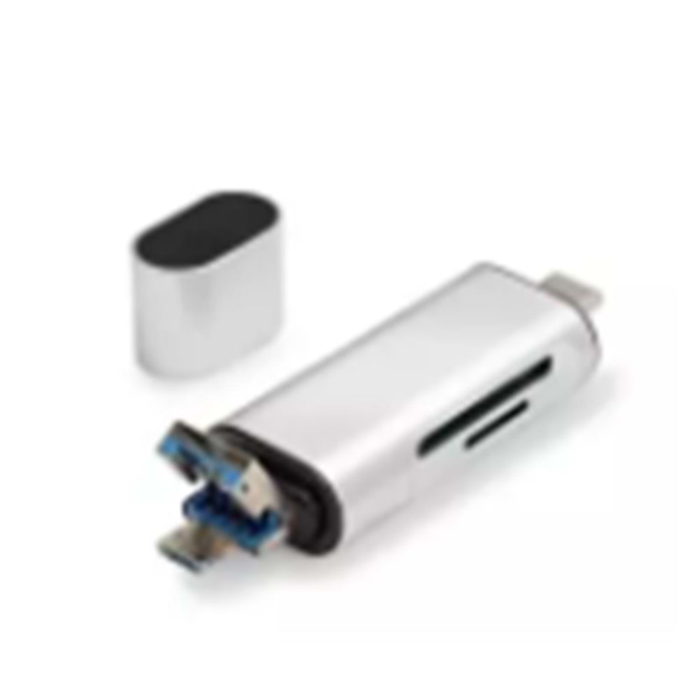 Hadron HDX7053 Kart Okuyucu Type-C OTG | microSD + SD Destekli | 480Mbps Gri