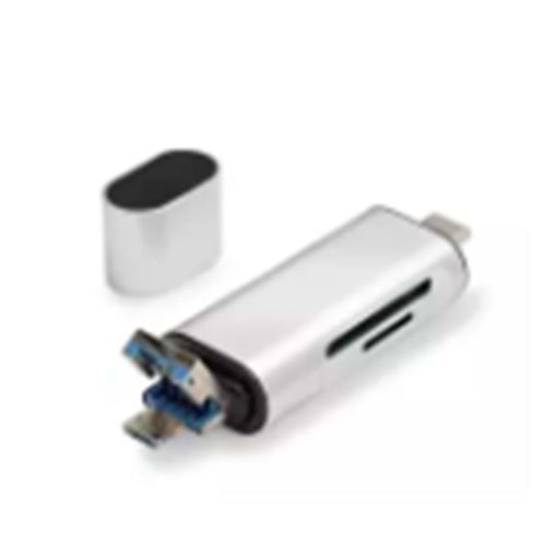 Hadron HDX7053 Kart Okuyucu Type-C OTG | microSD + SD Destekli | 480Mbps Gri