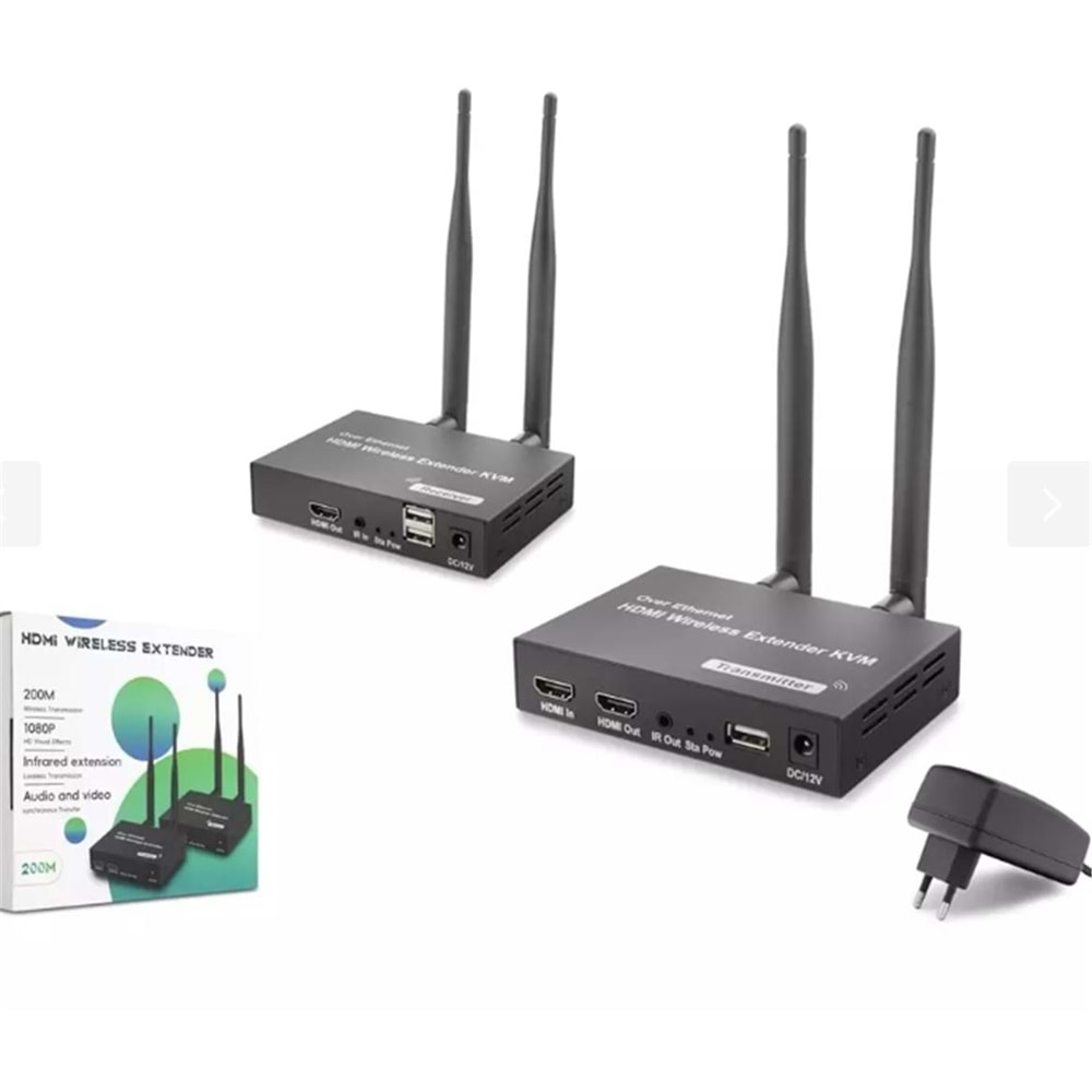 Hadron HDX1383 200mt Hdmi Wireless Kvm Extender Loop-Out Kablosuz 1080P (Audio and Video)