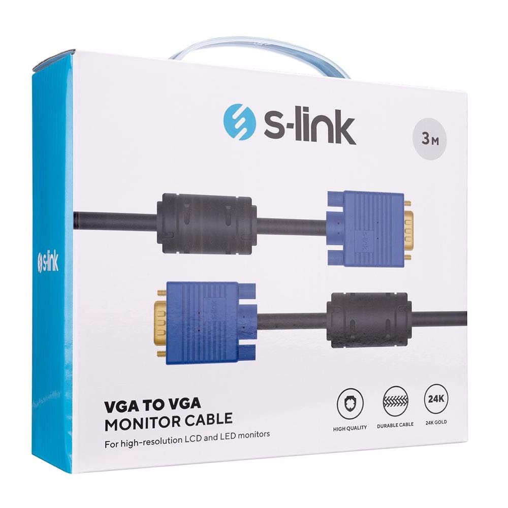 S-link SLX-173 VGA M-M 3mt Monitör Kablosu