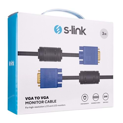 S-link SLX-173 VGA M-M 3mt Monitör Kablosu