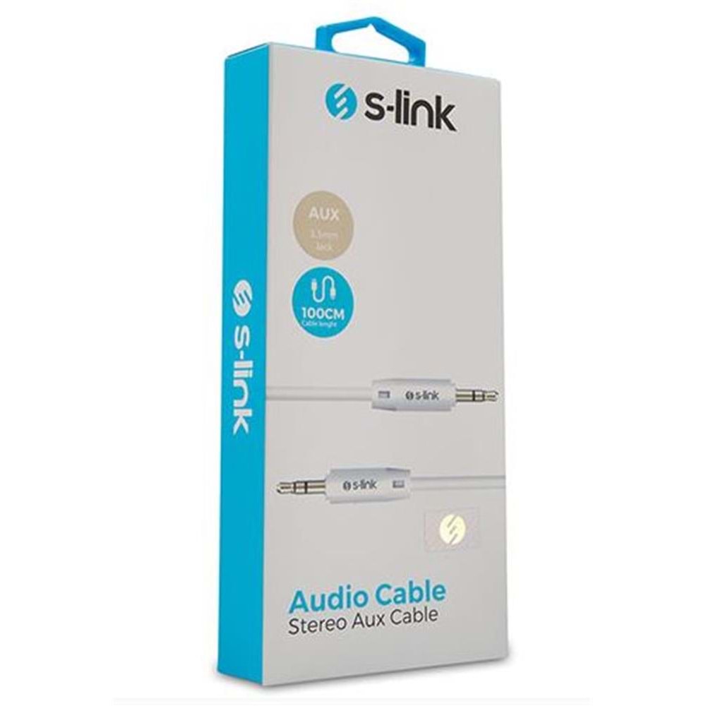 S-link SL-SP70 1m Beyaz 3.5mm Stereo Ses Kablosu