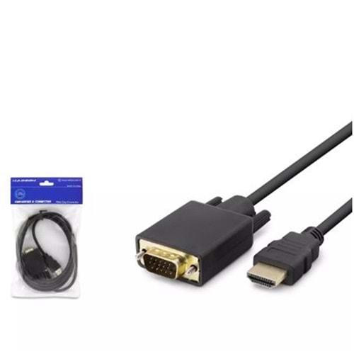 HADRON HDX7795 HDMI TO VGA KABLO PVC 120HZ 1080P 1.8mt SİYAH