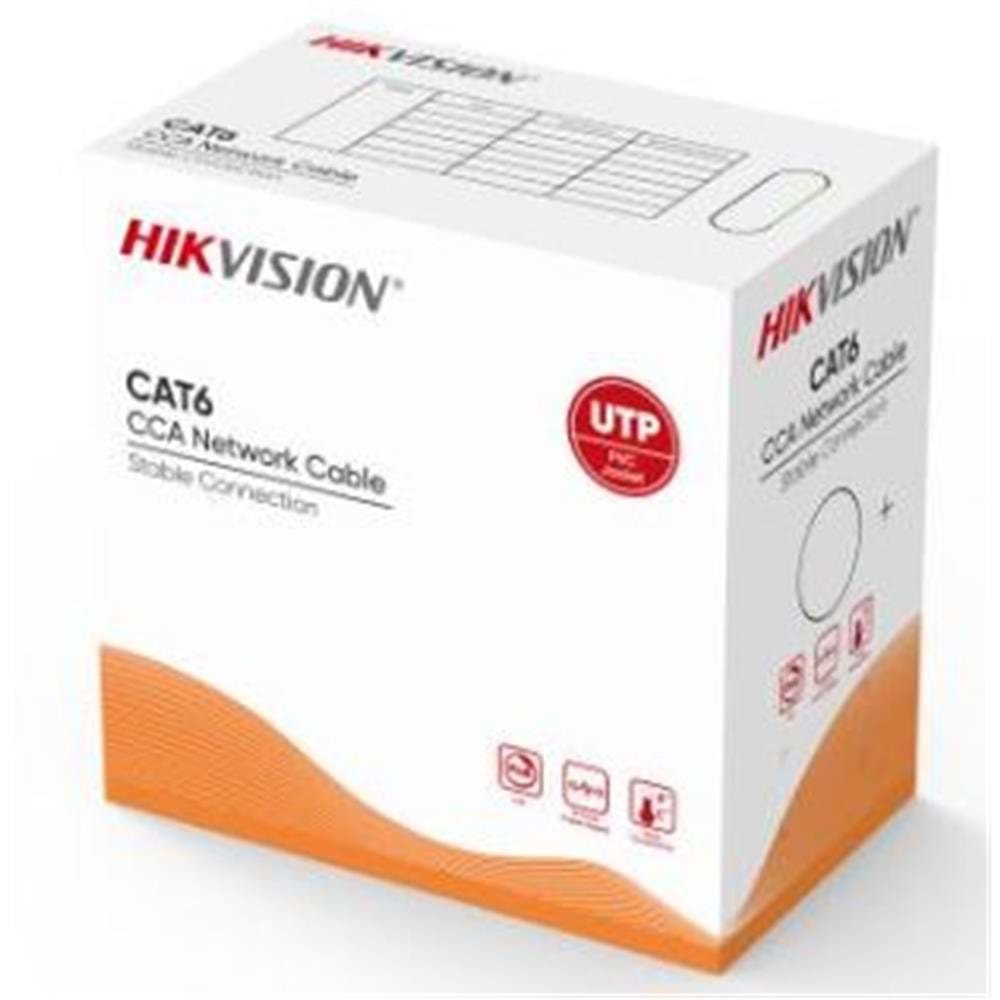 Hikvision DS-1LN6UU-CCA CAT6 U-UTP 24 AWG 305 Metre Ağ Kablosu, CCA, 0,57 mm
