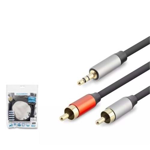 HADRON HDX1074 3.5MM TO 2RCA KABLO 2LINE GOLD 3M SİYAH