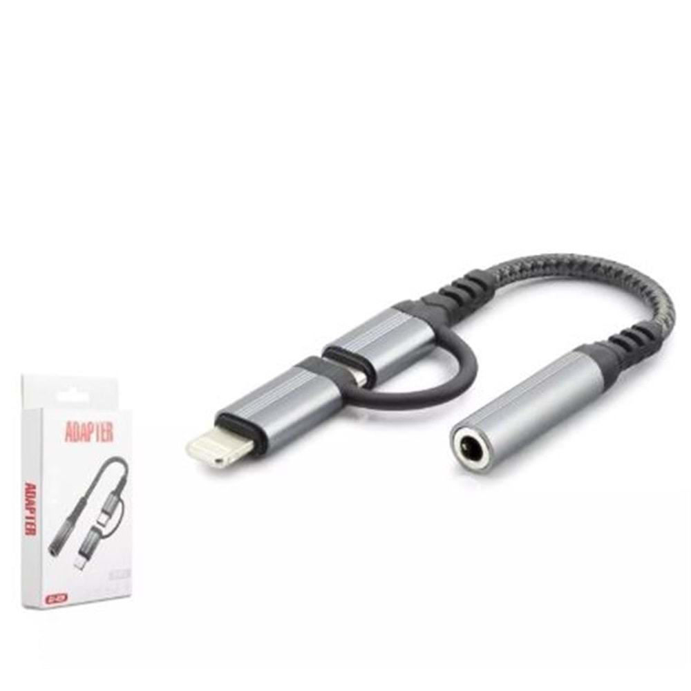 Hadron Gj-026 Type-C + Lightning To 3.5Mm F Kablo Siyah