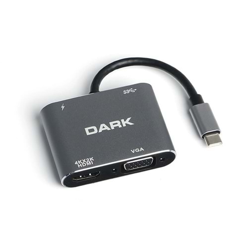 Dark DK AC U31XHDV USB 3.1 Type-C' den 4K UHD HDMI & VGA Dönüştürücü Adaptör