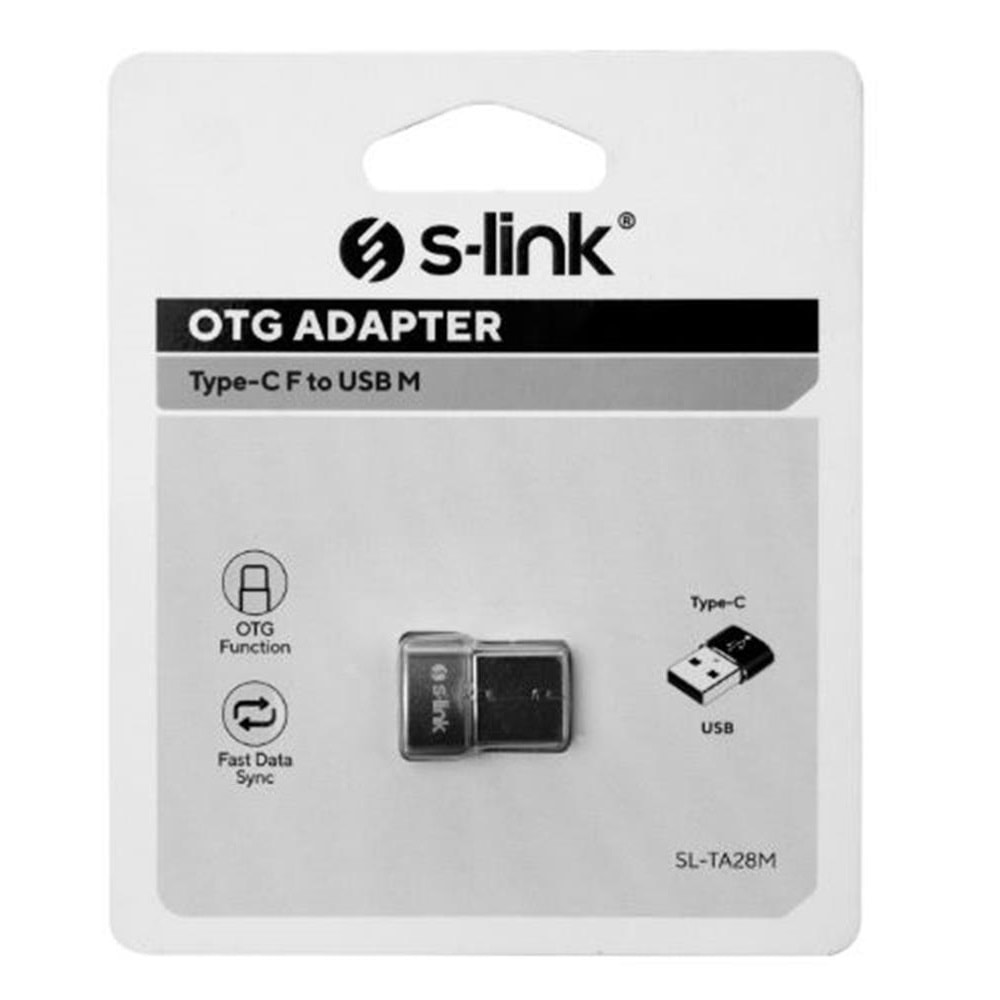 S-link SL-TA28M Siyah Type C F to USB M Metal Gövdeli OTG Çevirici