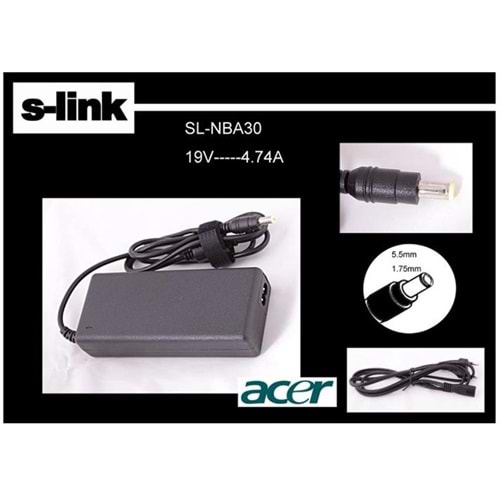 S-link SL-NBA30 19v 4.74a 5.5-1.75 Notebook Adaptörü