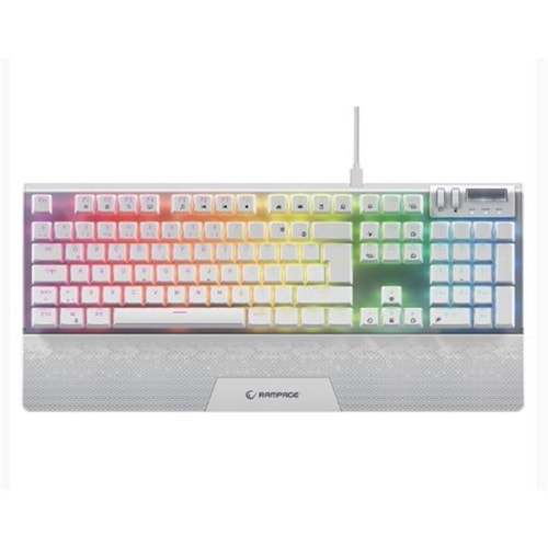 Rampage Carbon Beyaz RGB Q Gaming Oyuncu Klavye Bilek Destekli Red Switch