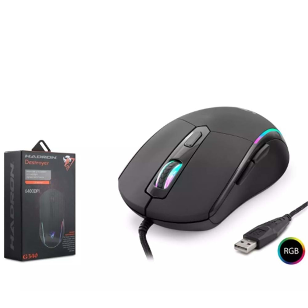 Hadron Destroyer G340 Rgb 6 Buttons Usb 6400 Dpı Oyuncu Mouse (1,40cm Kablo Uzunluğu)