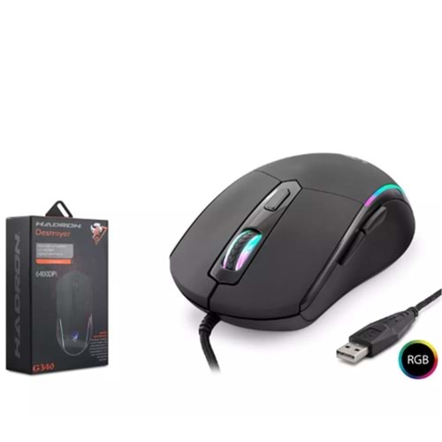 Hadron Destroyer G340 Rgb 6 Buttons Usb 6400 Dpı Oyuncu Mouse (1,40cm Kablo Uzunluğu)