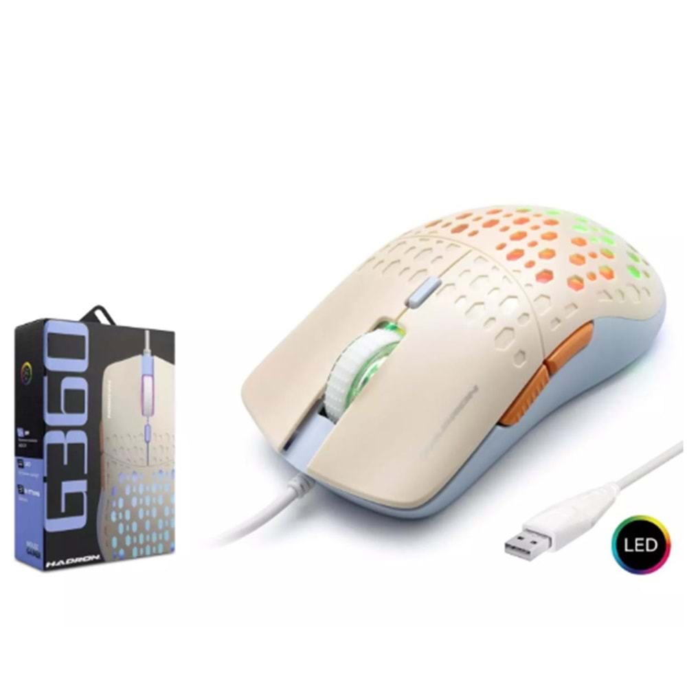 Hadron G360 Rgb 6 Buttons Usb 3600 Dpı Oyuncu Mouse (1,40cm Kablo Uzunluğu)