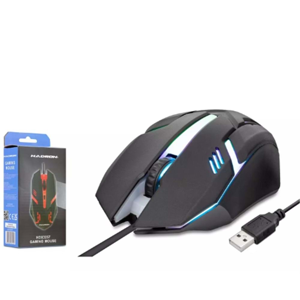 Hadron Hdx3257 Kablolu Oyuncu Mouse Rgb 800-1600 Dpi 140Cm Siyah
