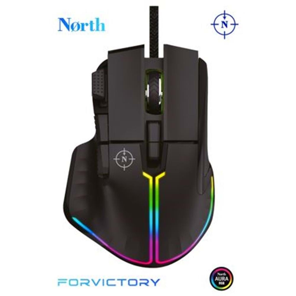 North Ragnarok RGB 12,800 DPI Profesyonel Makrolu Oyuncu Mouse 