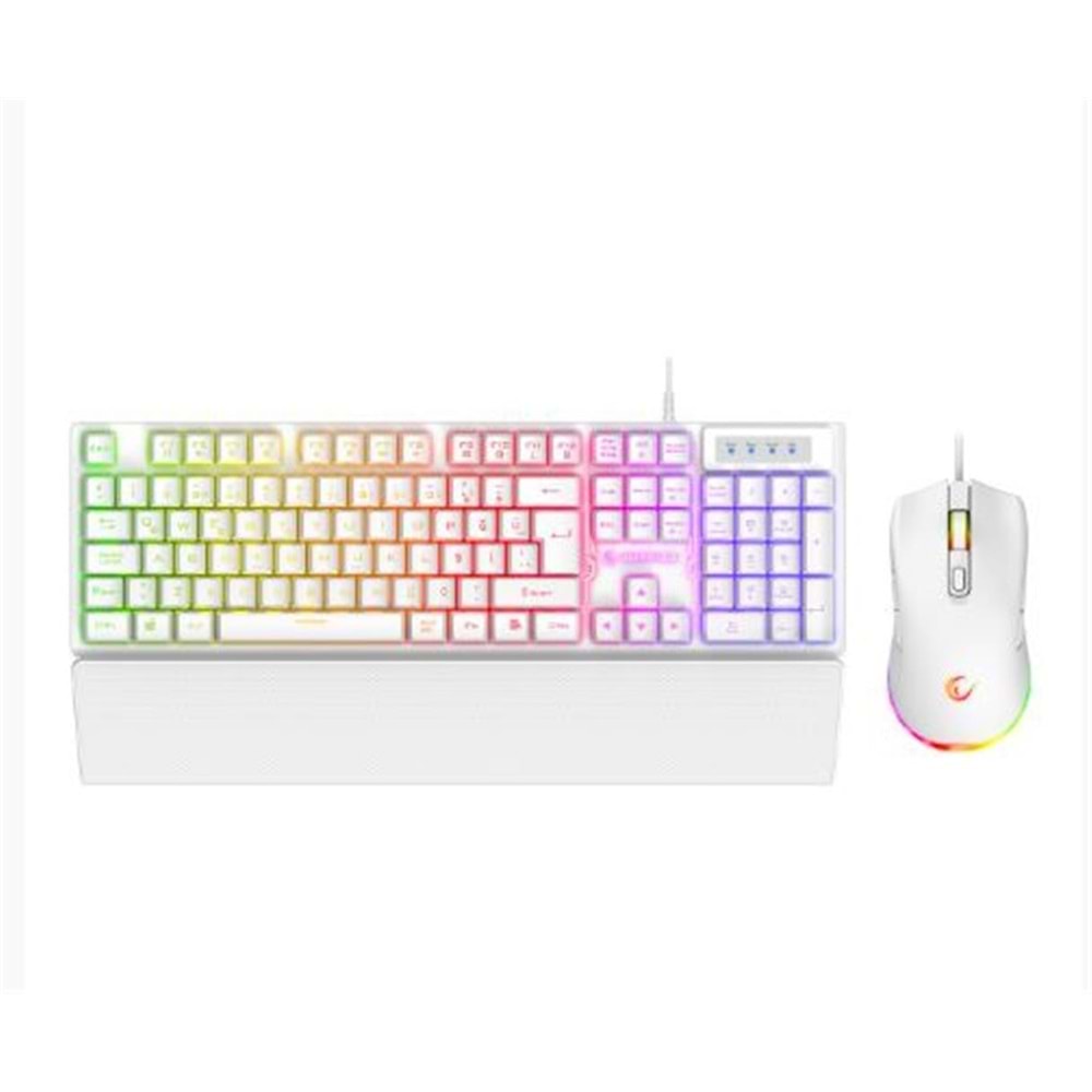 Rampage KM-RX7 FORTUNA V2 Gökkuşağı Aydınlatmalı USB Beyaz Combo Q Gaming Klavye + 12800 dpi Mouse