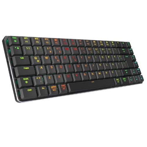 Rampage W-GRANITE Siyah-Gri Low Profile BLUE SWITCH Mekanik Gaming Oyuncu Klavye Q RGB 2,4 ghz+ BT