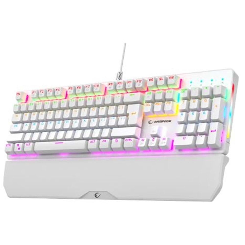 Rampage KB-R86 UMBRA Beyaz USB Rainbow Aydınlatmalı Blue English Mekanik Gaming Oyuncu Klavye