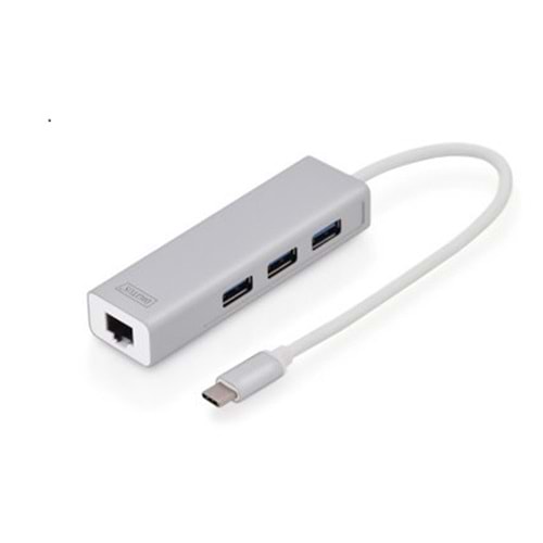 Digitus DA-70255 USB 3.0 Hub & USB 3.0 ,1 x 10-100-1000 1 x USB-C Erkek ,3 x USB0 3.0 USB-A 