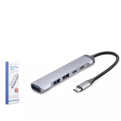 Hadron Hdx7041 Type-C Hub 5-Usb Gri