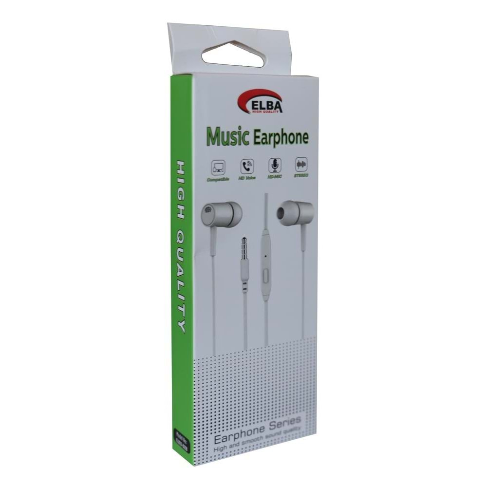 Elba elb22-D21B Beyaz Kulakiçi Mikrofonlu Kablolu Kulaklık