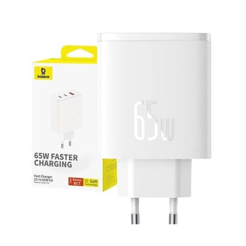 BASEUS P10152301213-00 Cube Pro 2C+U 65W Şarj Cihazı Beyaz