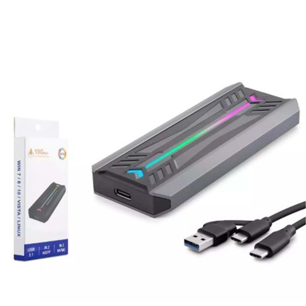 HADRON HDX1775 SSD KUTU TYPE-C3.1 + USB3.0 NVME M2 CHIP RTL9210 SİYAH