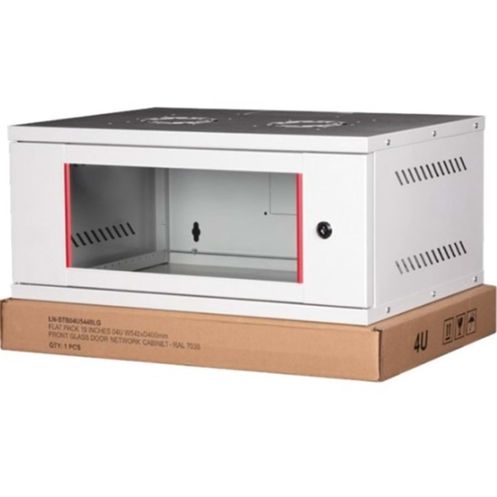 Lande LN-STB04U5440LG 4U 540x400 Ön Tek Cam Kapak Duvar Tip Boş Demonte Kabinet