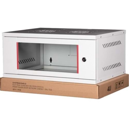 Lande LN-STB04U5440LG 4U 540x400 Ön Tek Cam Kapak Duvar Tip Boş Demonte Kabinet