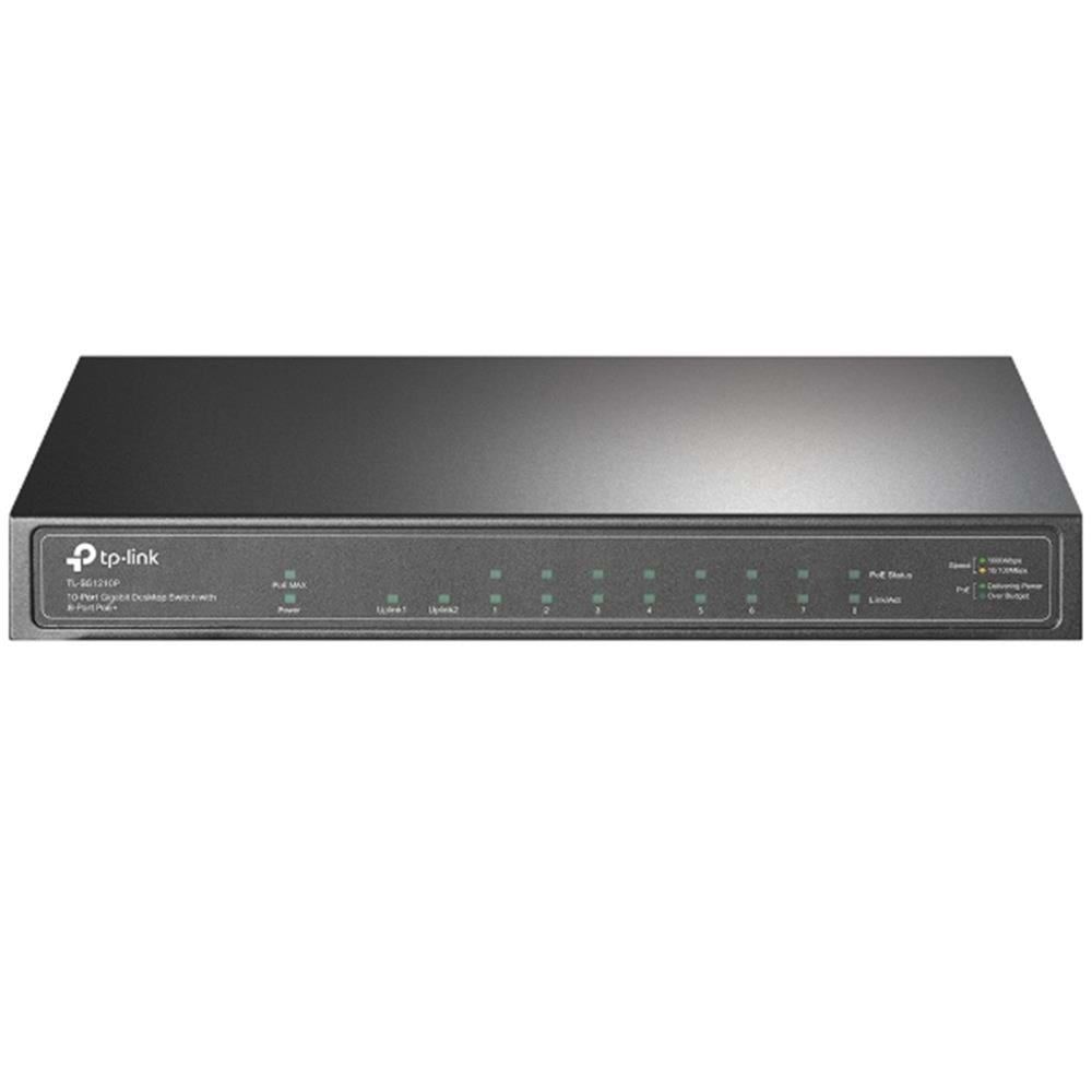 Tp-Link TL-SG1210P 8 Port 10-100-1000 Poe+ Switch 1 Port SFP Çelik Kasa Rack Mount