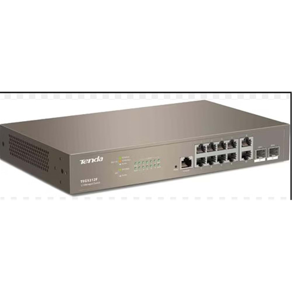 Tenda TEG5312F 8 Port 10-100-1000 Switch 2 Port SFP L2 Çelik Kasa Rack Mount
