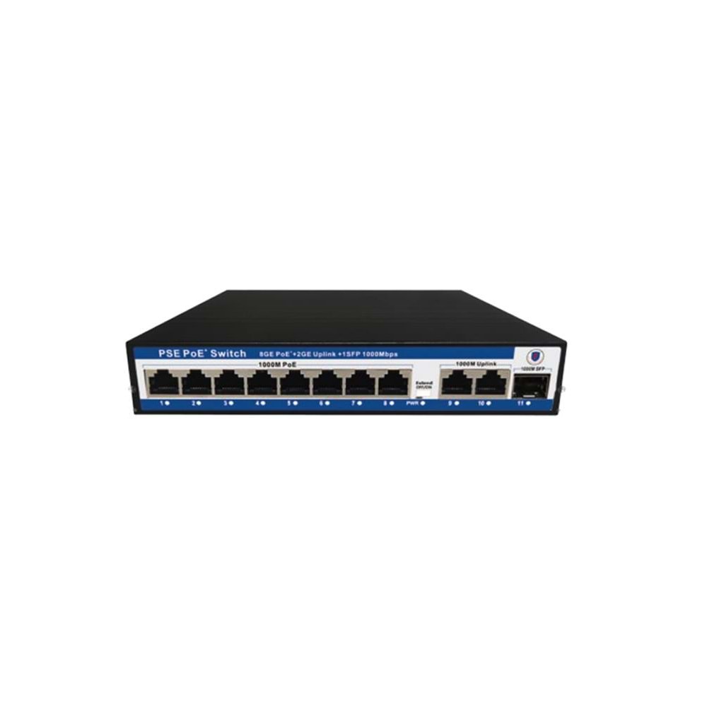 Nova NVC-PSE1621G 16 Port Poe+ 10-100 Mbps 2 Port 10-100-1000 Mbps Uplink 1 Port SFP Switch 300W