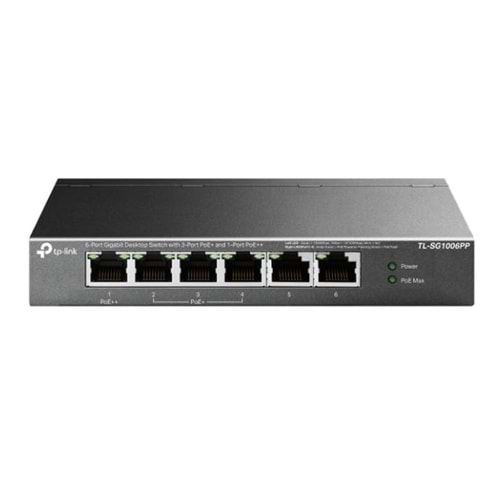 Tp-Link TL-SG1006PP 5 Port 4 Port Poe+ 10-100-1000 Mbps Switch Çelik Kasa 