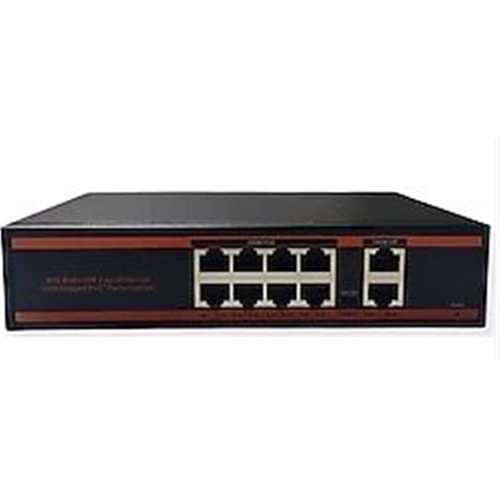 Nova HIF0820FBL-C 8 Port Poe+ 10-100 Mbps 2 Port 10-100 Mbps Uplink Switch