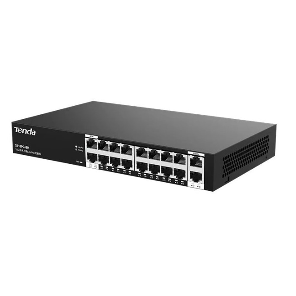 Tenda S218GPC-BH16FE PoE+ Port 167W 2x GE Uplink Switch