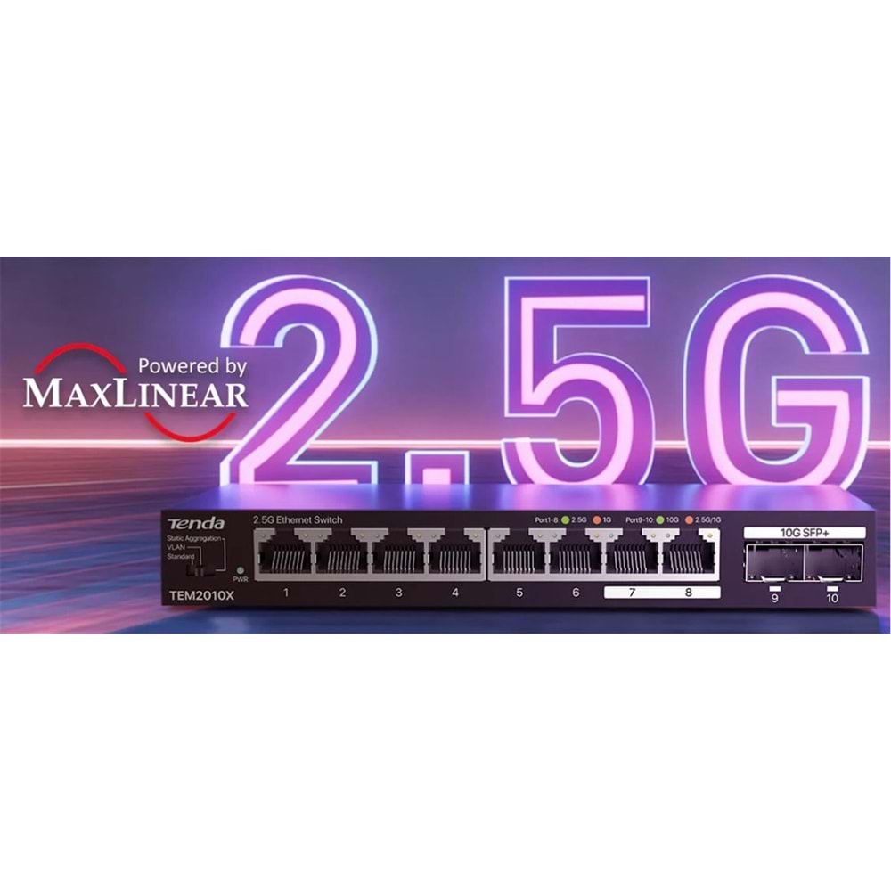 Tenda TEM2010X 8 Port 2.5G Ethernet Switch With 2-10G SFP+ Slots Switch 