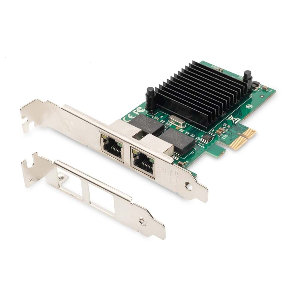 Digitus DN-10132 2 Port Gigabit Ethernet PCI Express Kart, düşük profil bracket, Intel çip takımı