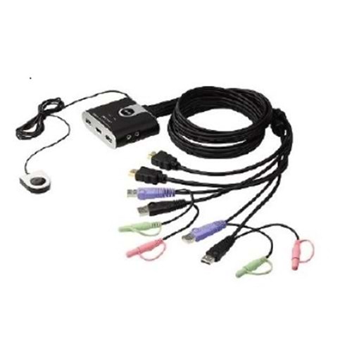 Aten CS692 2 Port USB 2.0 HDMI KVMP 2-Port USB HDMI-Audio Cable KVM Switch with Remote Port Selector