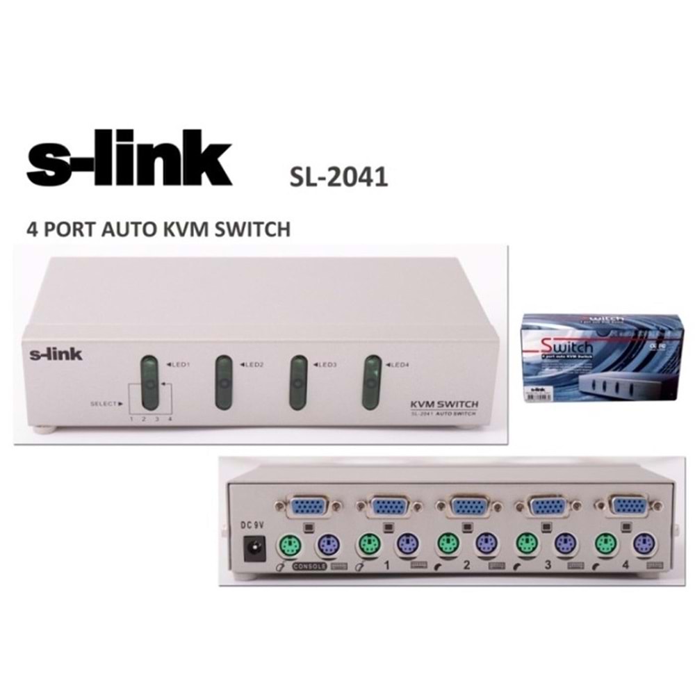 S-link SL-2041 4pc-1mn vga+ps-2 Otomatik Kvm Switch