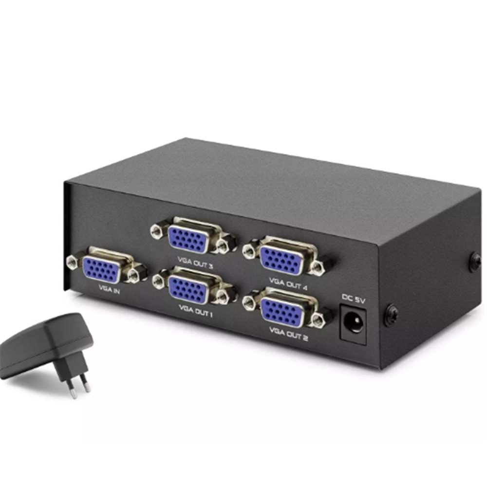 Hadron Hdx1278 4 Port Vga Splitter 200Mhz 1-In 4-Out Siyah