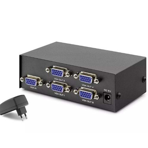 Hadron Hdx1278 4 Port Vga Splitter 200Mhz 1-In 4-Out Siyah