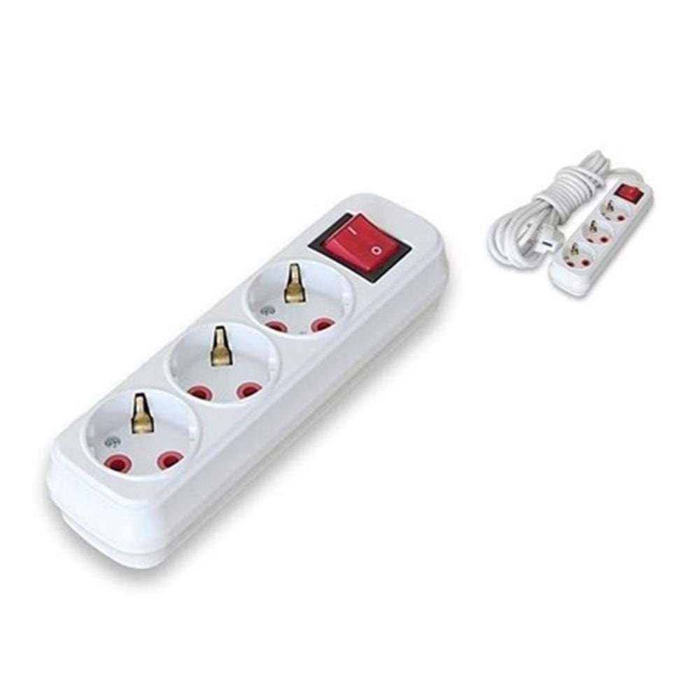 Almera 3lü 2mt Anahtarlı Topraklı Priz (9230202)