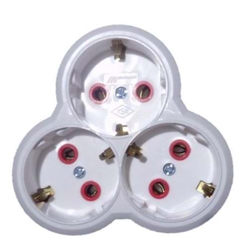 Mutlusan Topraklı Beyaz 3lü Fiş,Priz (Yonca Tip) 001 170 033002 00 00 