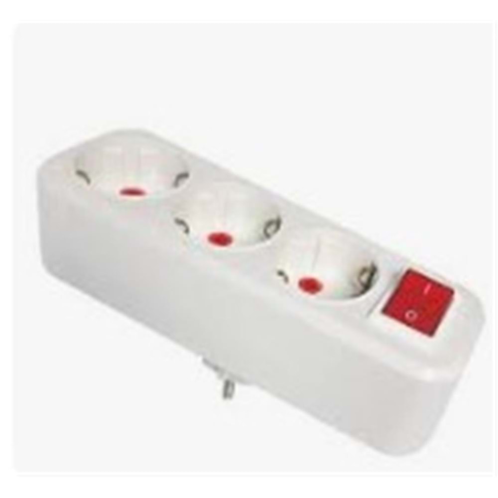 Mutlusan 3lü Topraklı Anahtarlı Fiş,Priz Düz Tip (001 170 033004 00 00 )