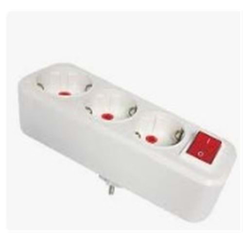 Mutlusan 3lü Topraklı Anahtarlı Fiş,Priz Düz Tip (001 170 033004 00 00 )